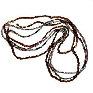 4 Strands Multi Color Glass Tube Beads Crafting Jewelry Making Supply 14-19”